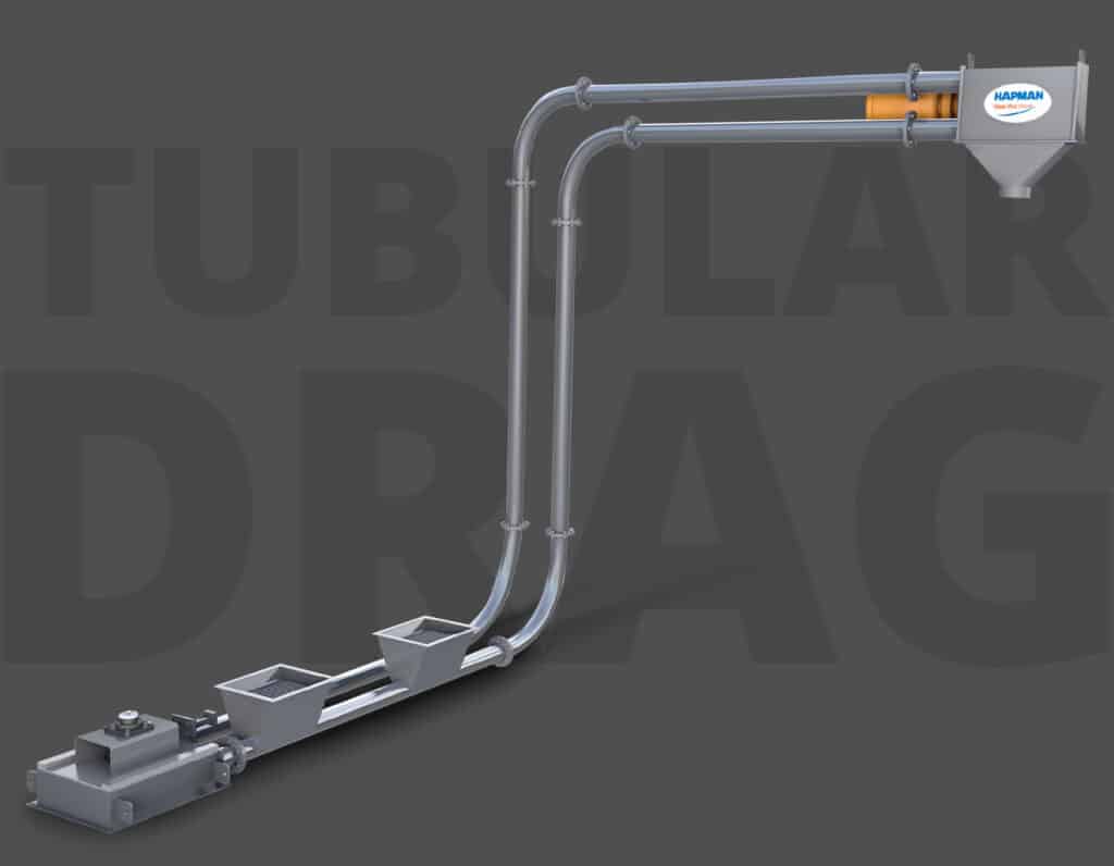 Tubular Drag Conveyor on gray background